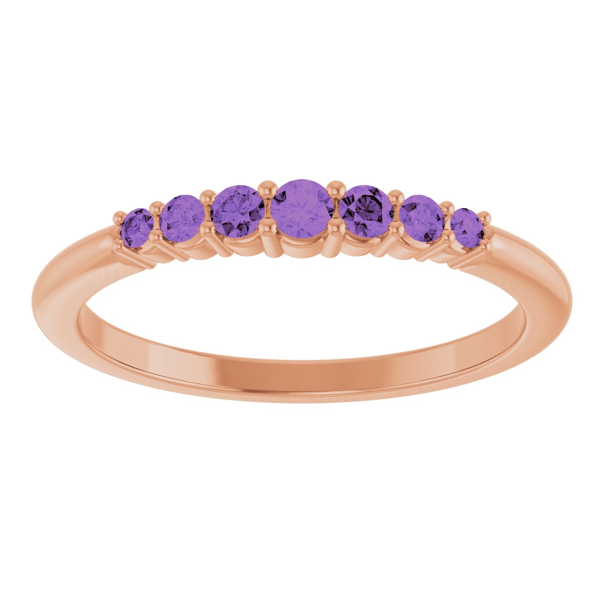 Natural Amethyst Stackable Ring in 14k rose gold