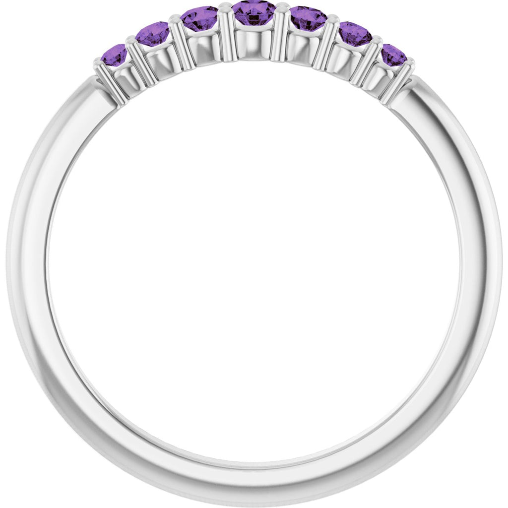 Natural Amethyst Stackable Ring in 14k white gold