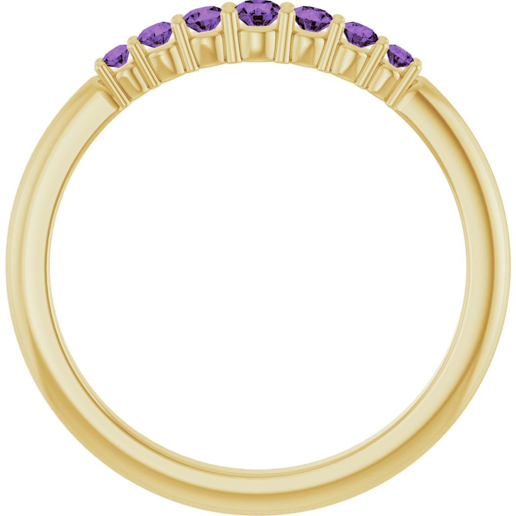 Natural Amethyst Stackable Ring in 14k yellow gold
