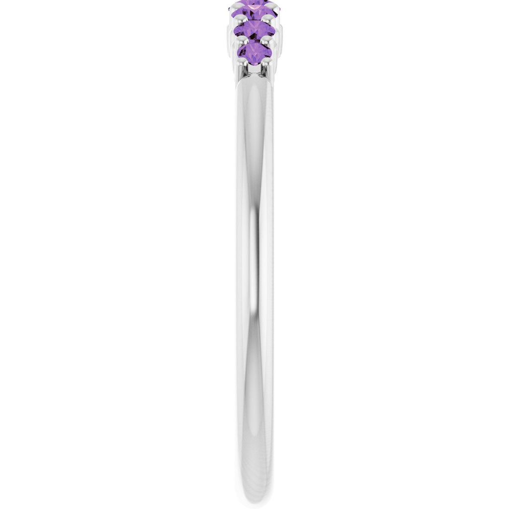 Natural Amethyst Stackable Ring in 14k white gold