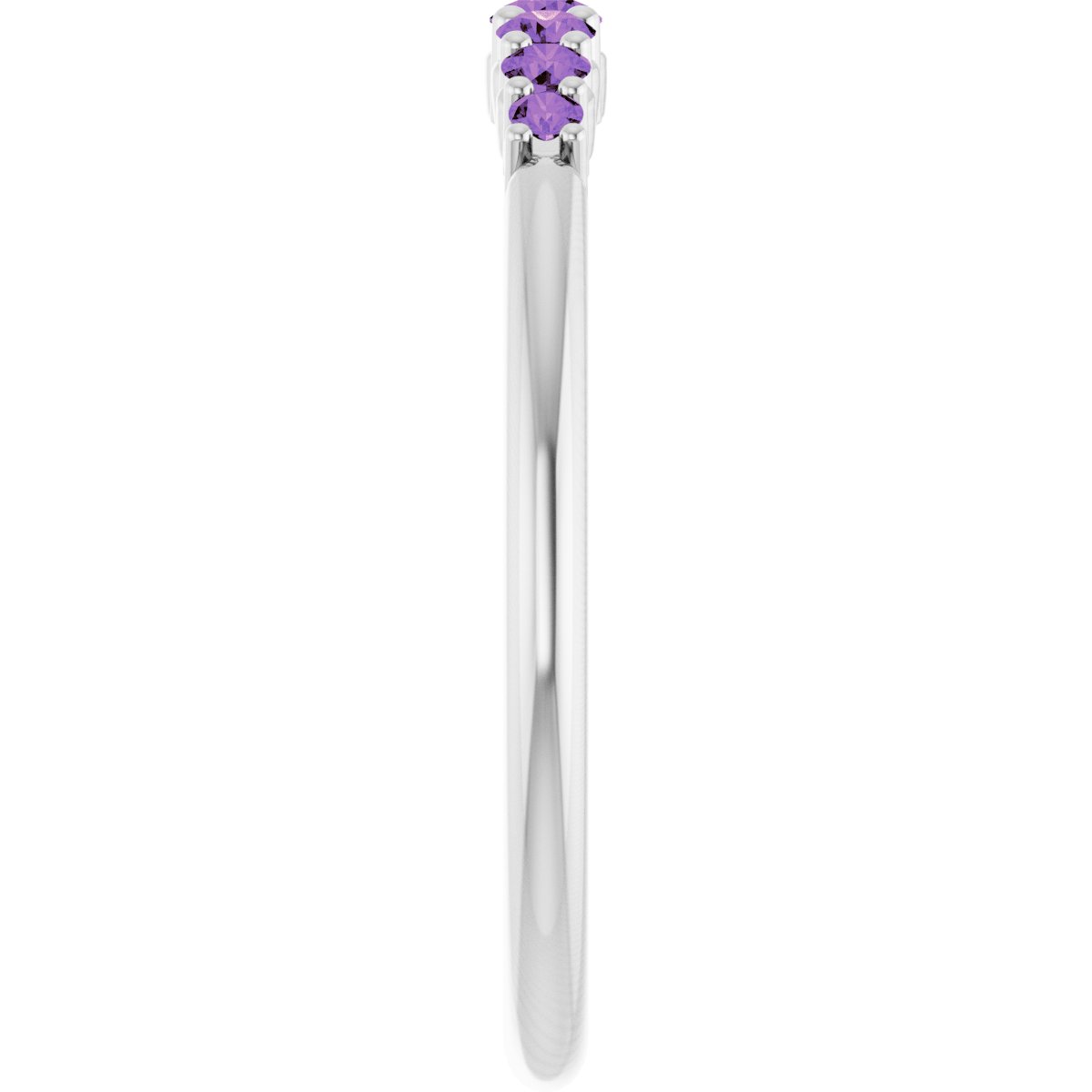Natural Amethyst Stackable Ring in 14k white gold