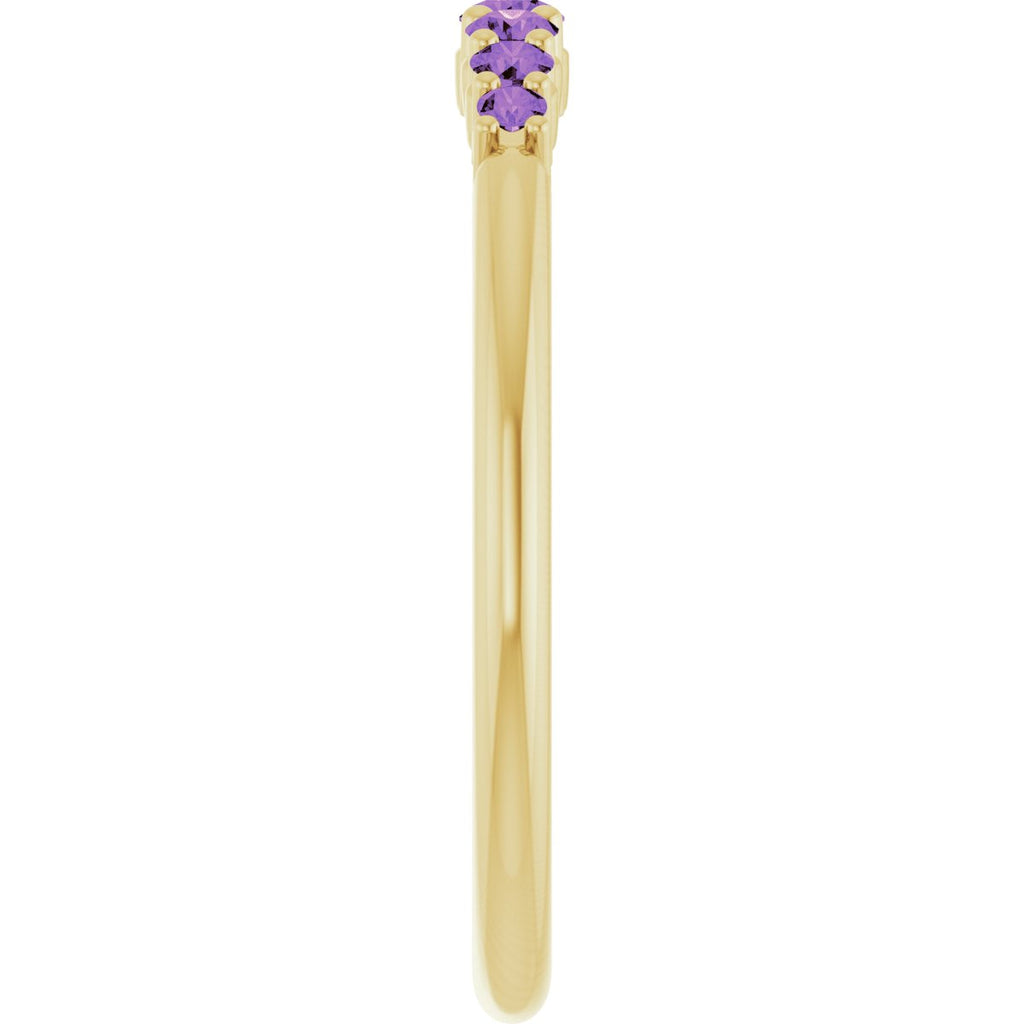 Natural Amethyst Stackable Ring in 14k yellow gold