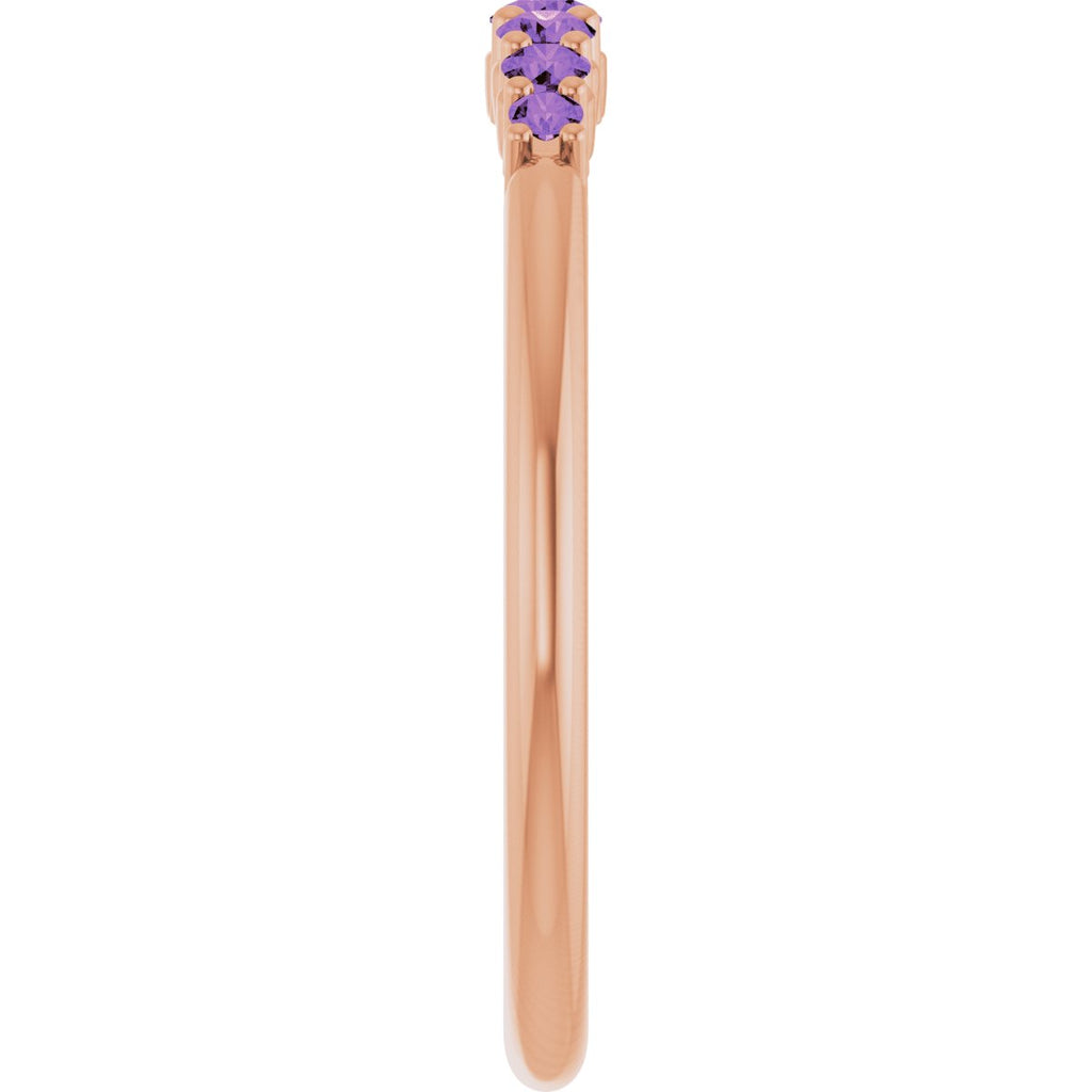 Natural Amethyst Stackable Ring in 14k rose gold