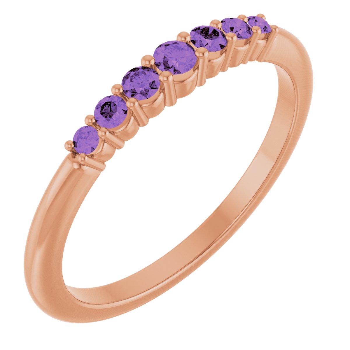 Natural Amethyst Stackable Ring in 14k rose gold