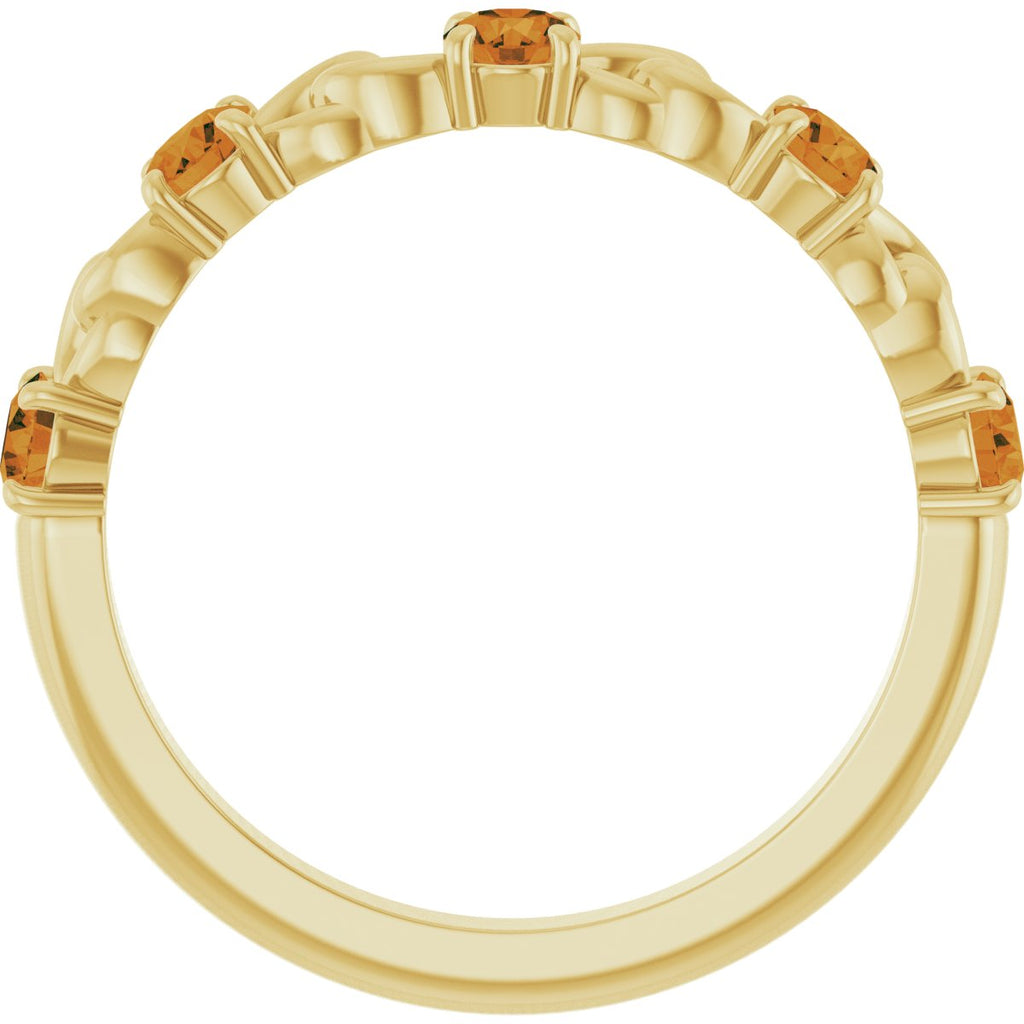 Natural Citrine Stackable Ring in 14k yellow gold
