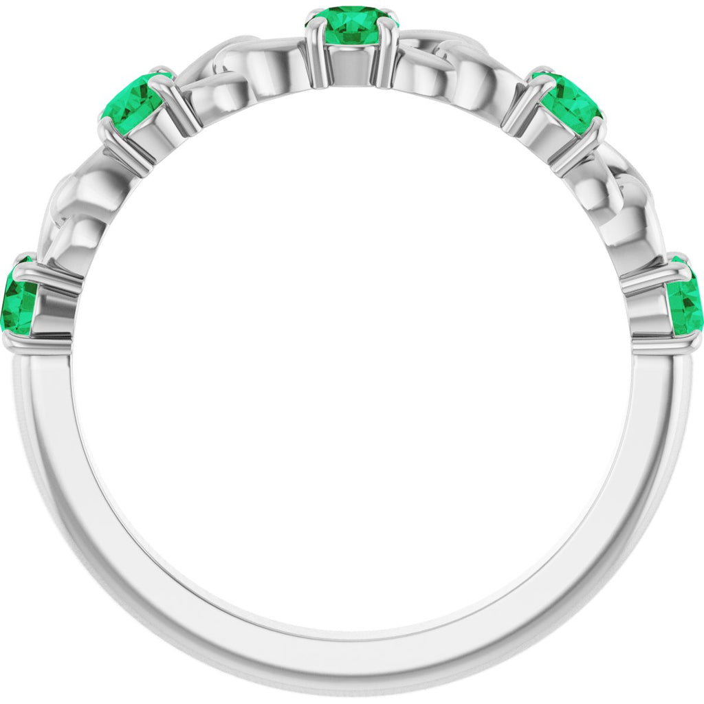 Natural Emerald Stackable Ring in 14k white gold
