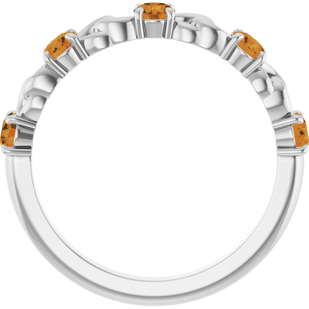 Natural Citrine Stackable Ring in 14k white gold