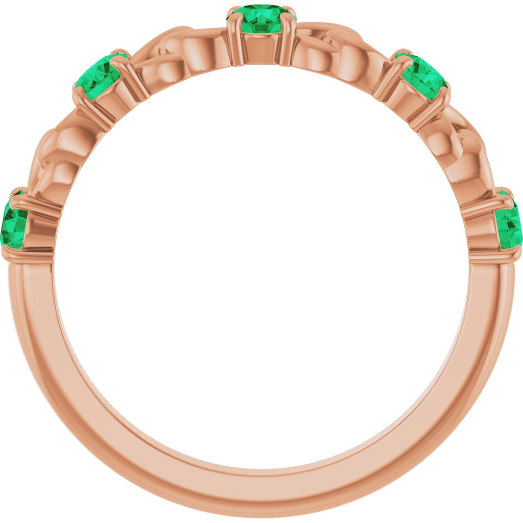 Natural Emerald Stackable Ring in 14k rose gold