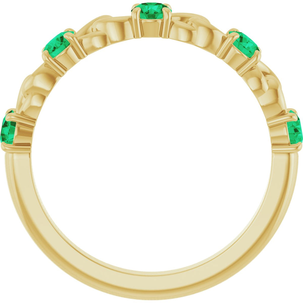 Natural Emerald Stackable Ring in 14k yellow gold