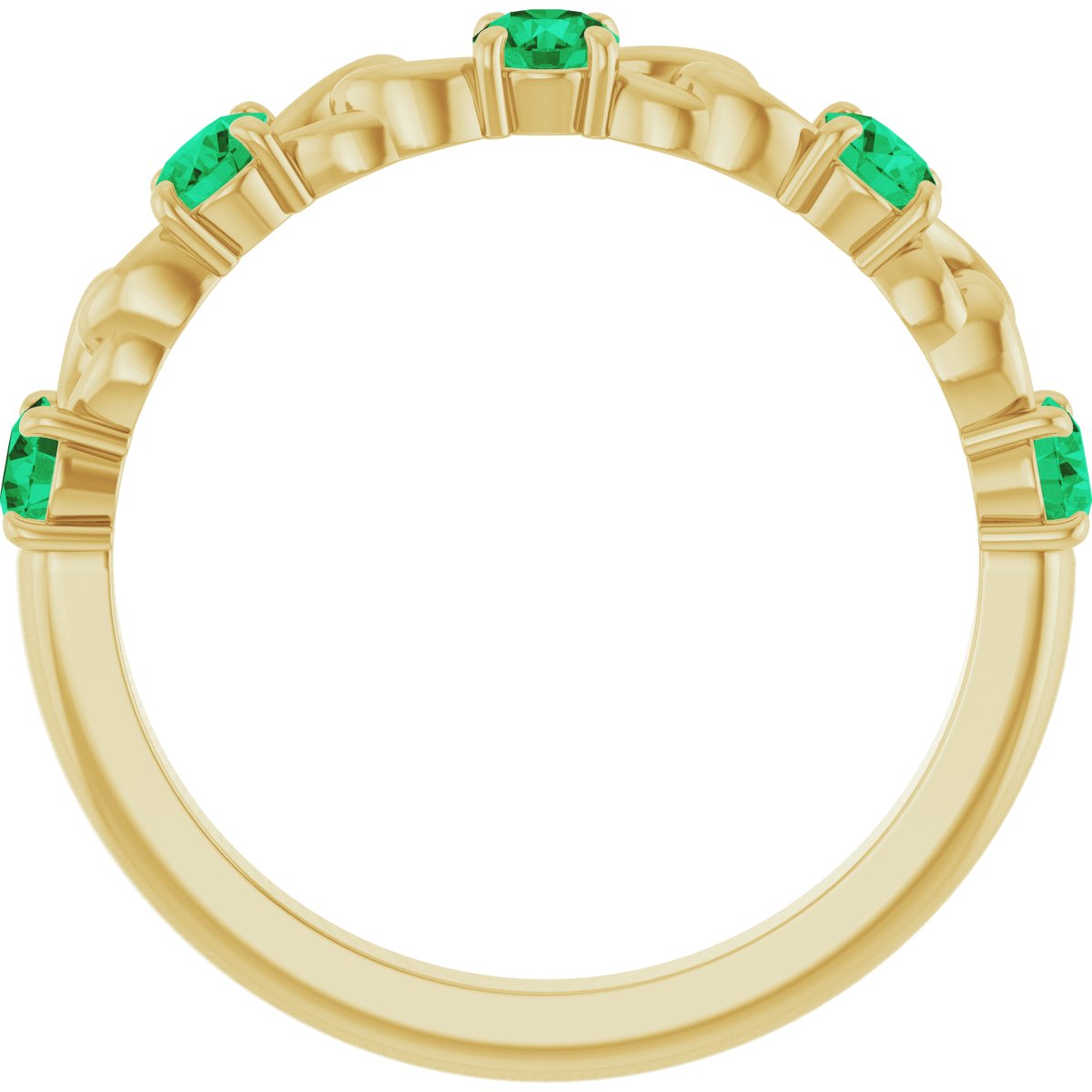 Natural Emerald Stackable Ring in 14k yellow gold