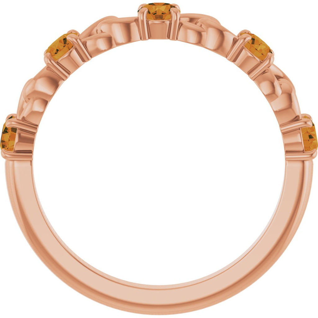 Natural Citrine Stackable Ring in 14k rose gold