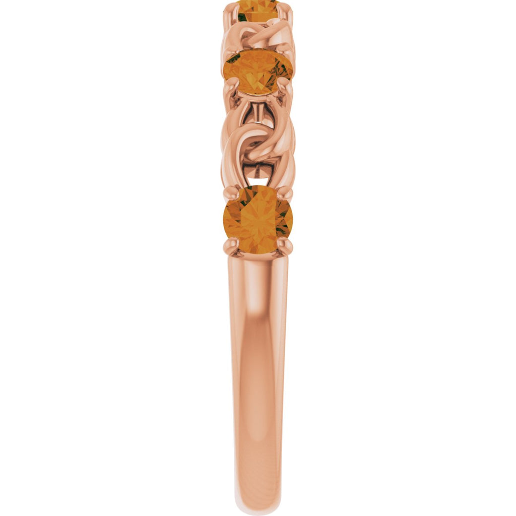 Natural Citrine Stackable Ring in 14k rose gold