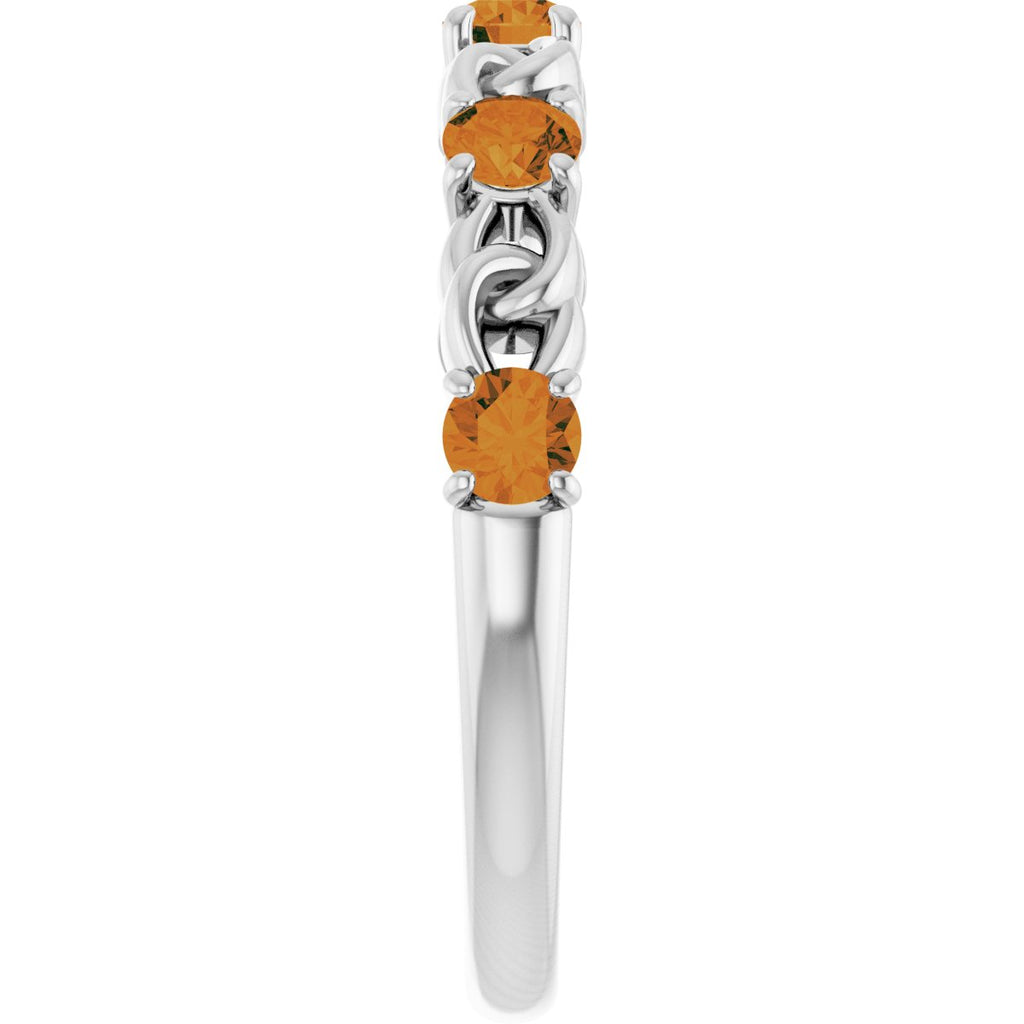Natural Citrine Stackable Ring in 14k white gold