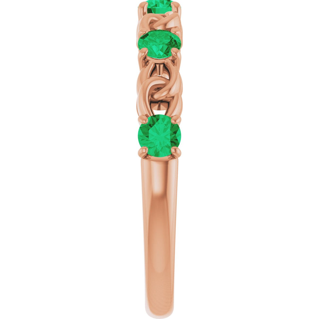 Natural Emerald Stackable Ring in 14k rose gold