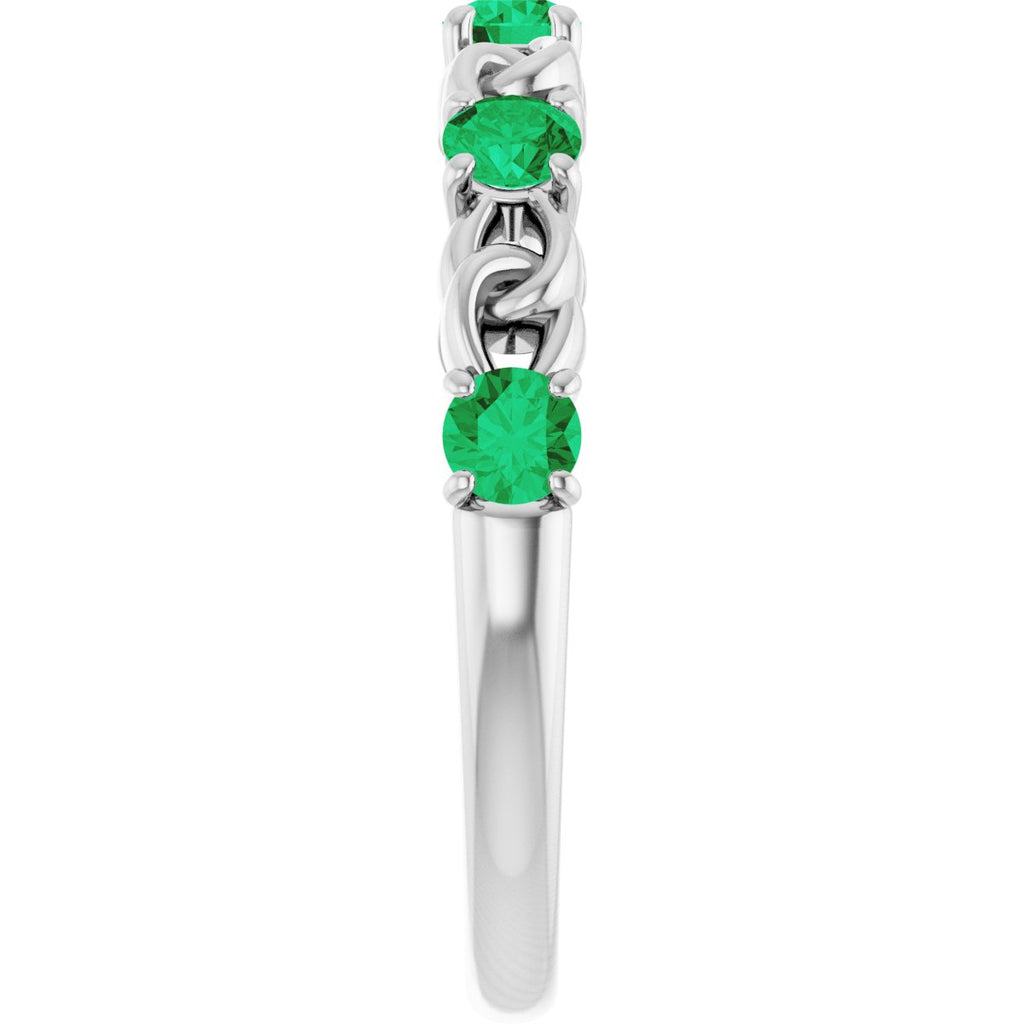Natural Emerald Stackable Ring in 14k white gold