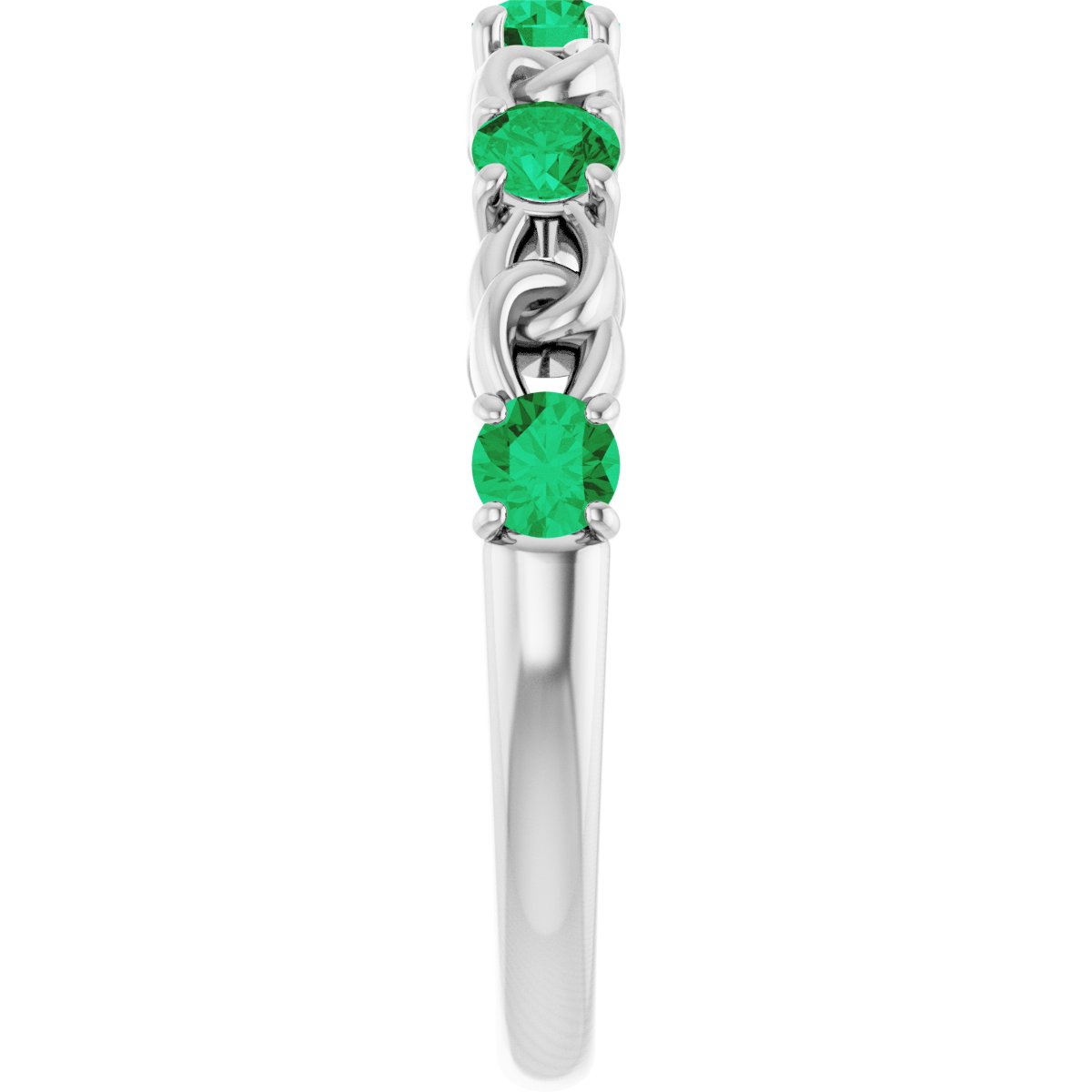 Natural Emerald Stackable Ring in 14k white gold