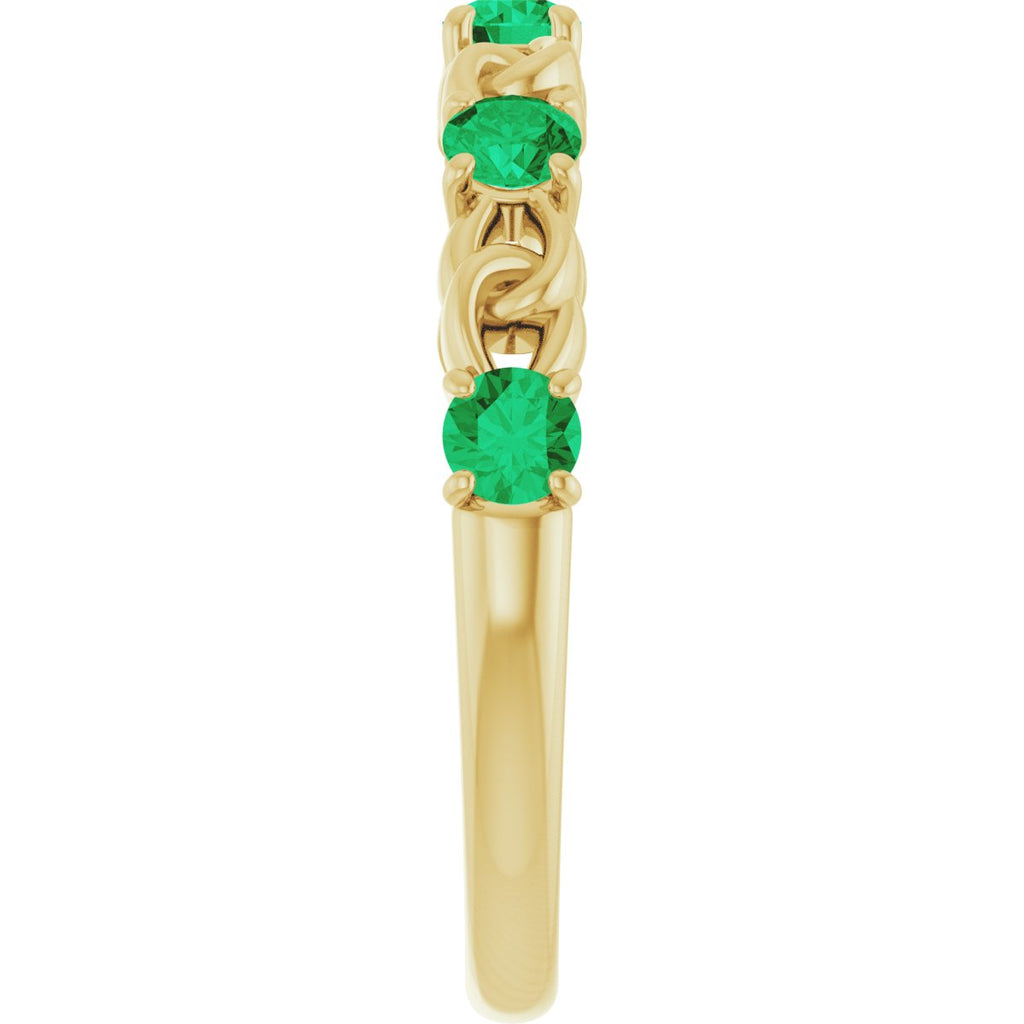 Natural Emerald Stackable Ring in 14k yellow gold