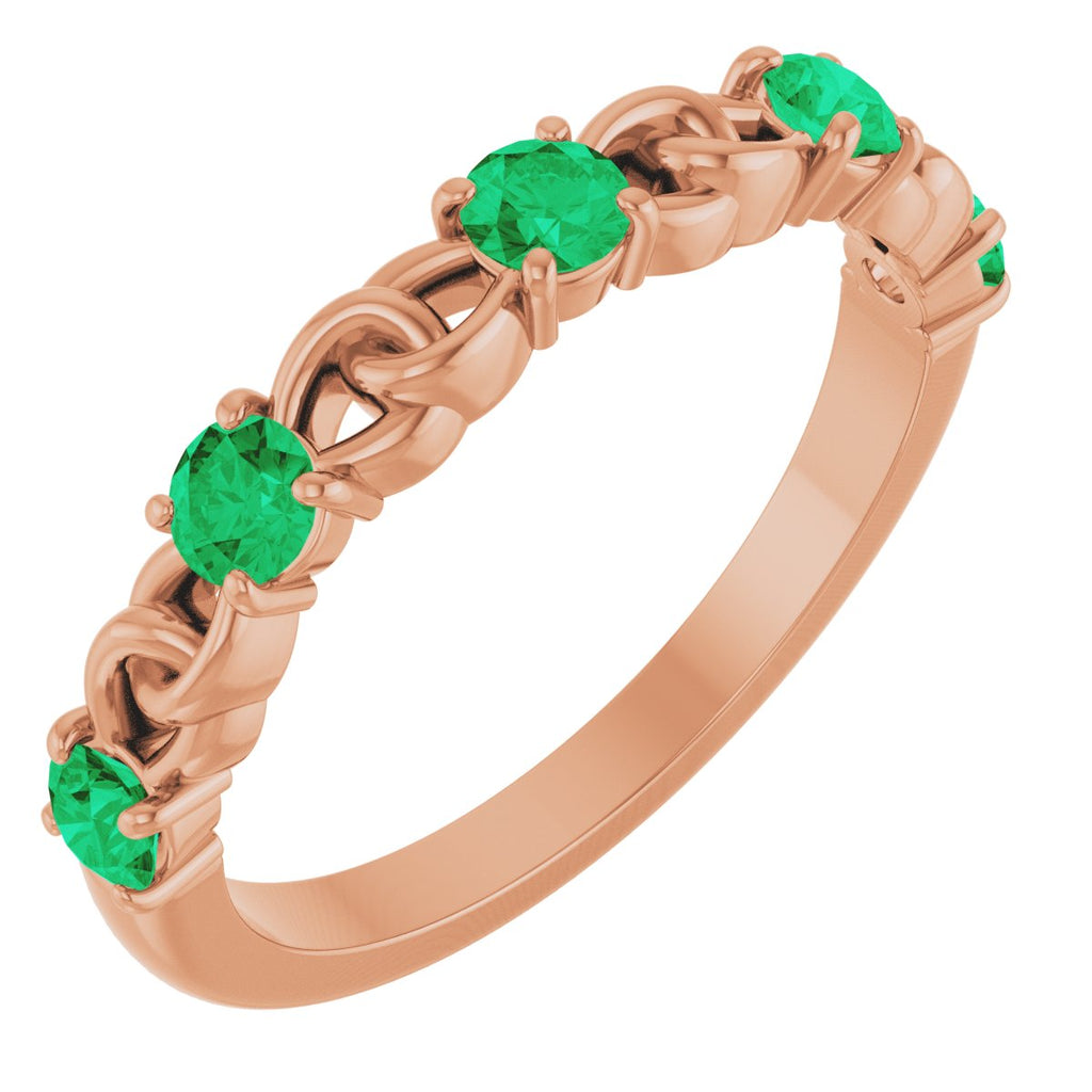 Natural Emerald Stackable Ring in 14k rose gold
