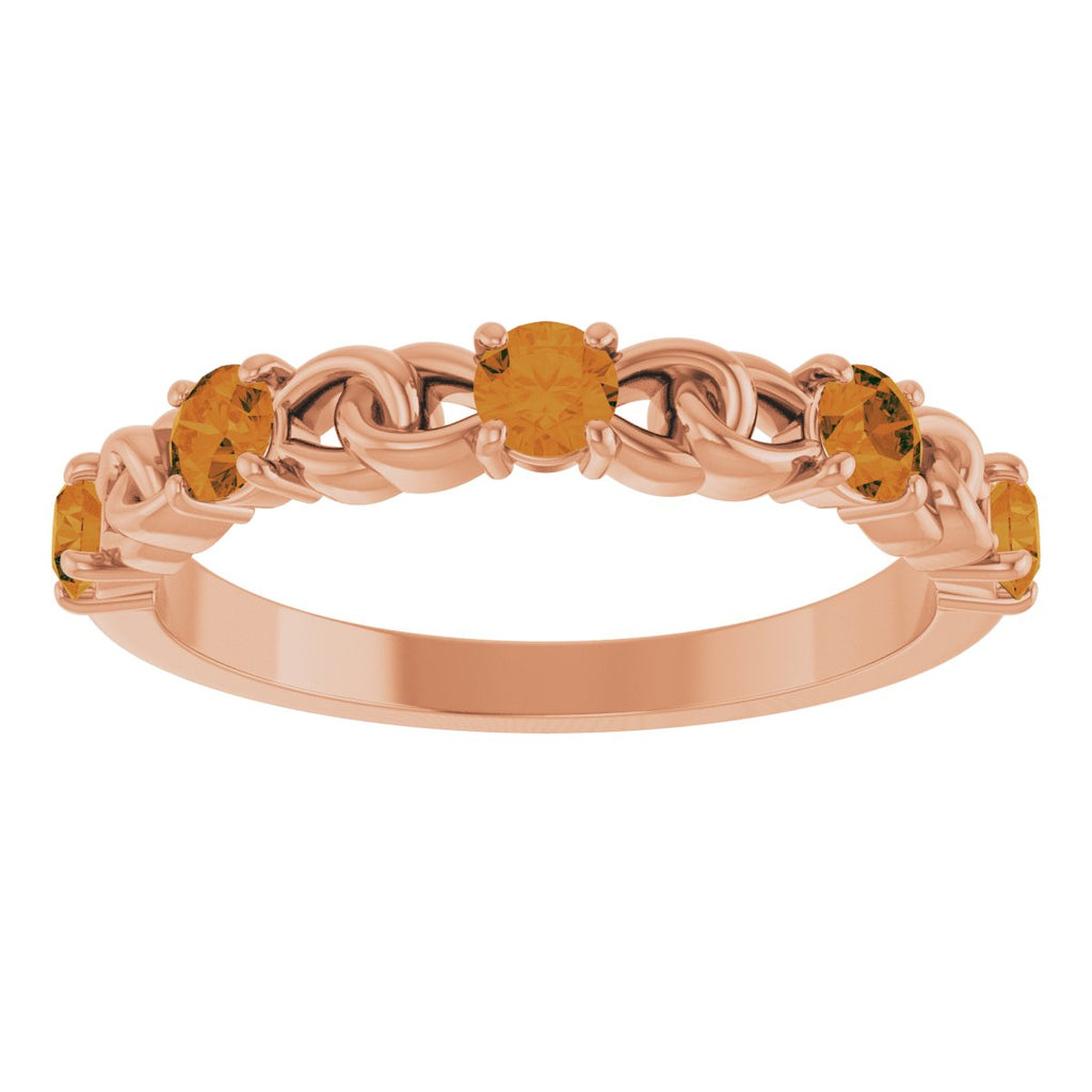Natural Citrine Stackable Ring in 14k rose gold
