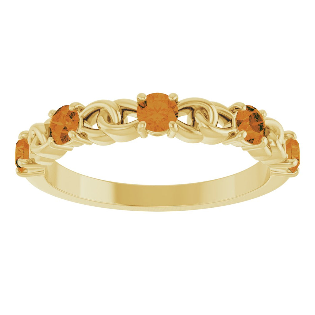 Natural Citrine Stackable Ring in 14k yellow gold