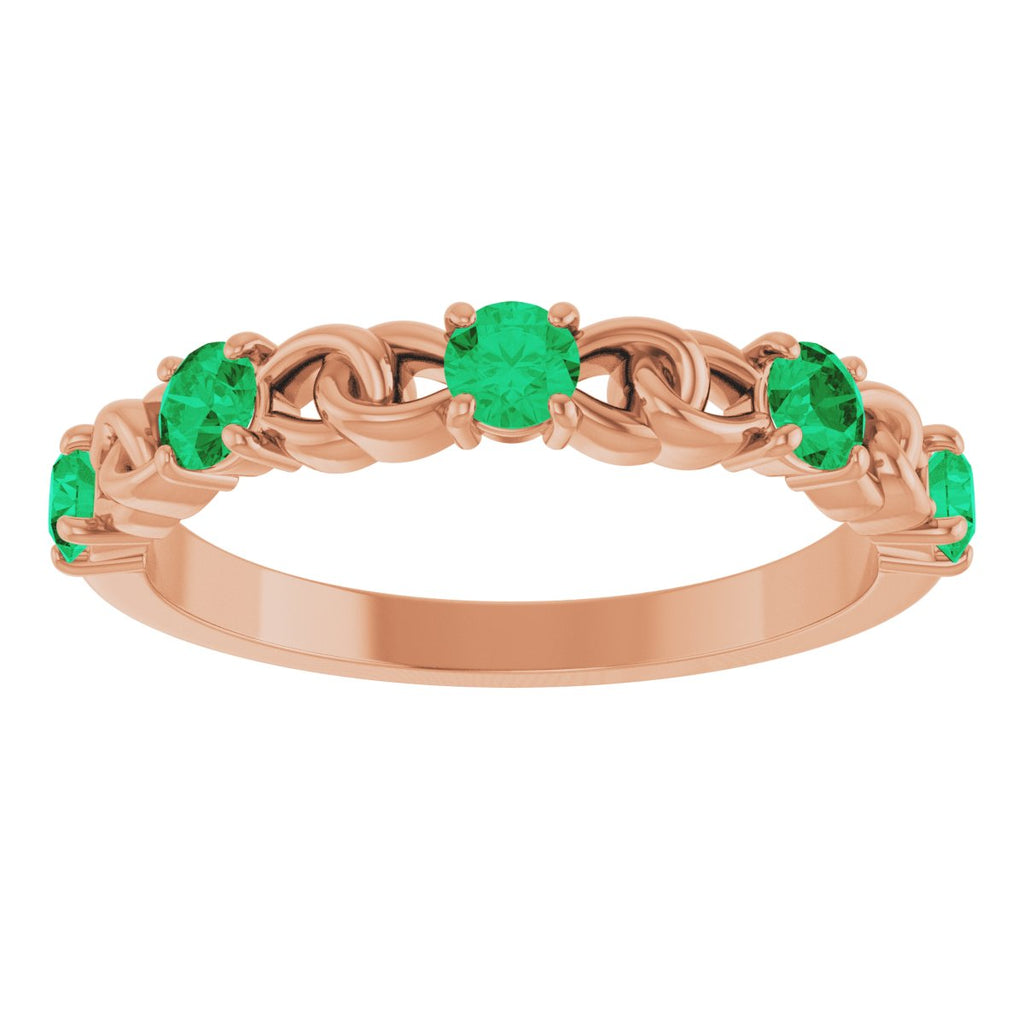 Natural Emerald Stackable Ring in 14k rose gold