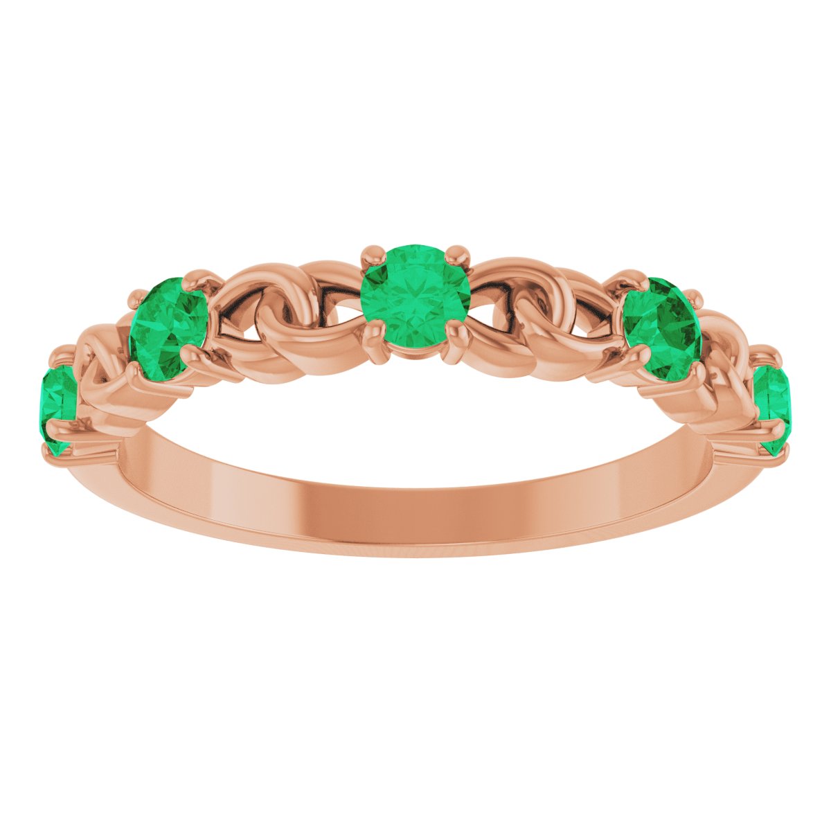 Natural Emerald Stackable Ring in 14k rose gold