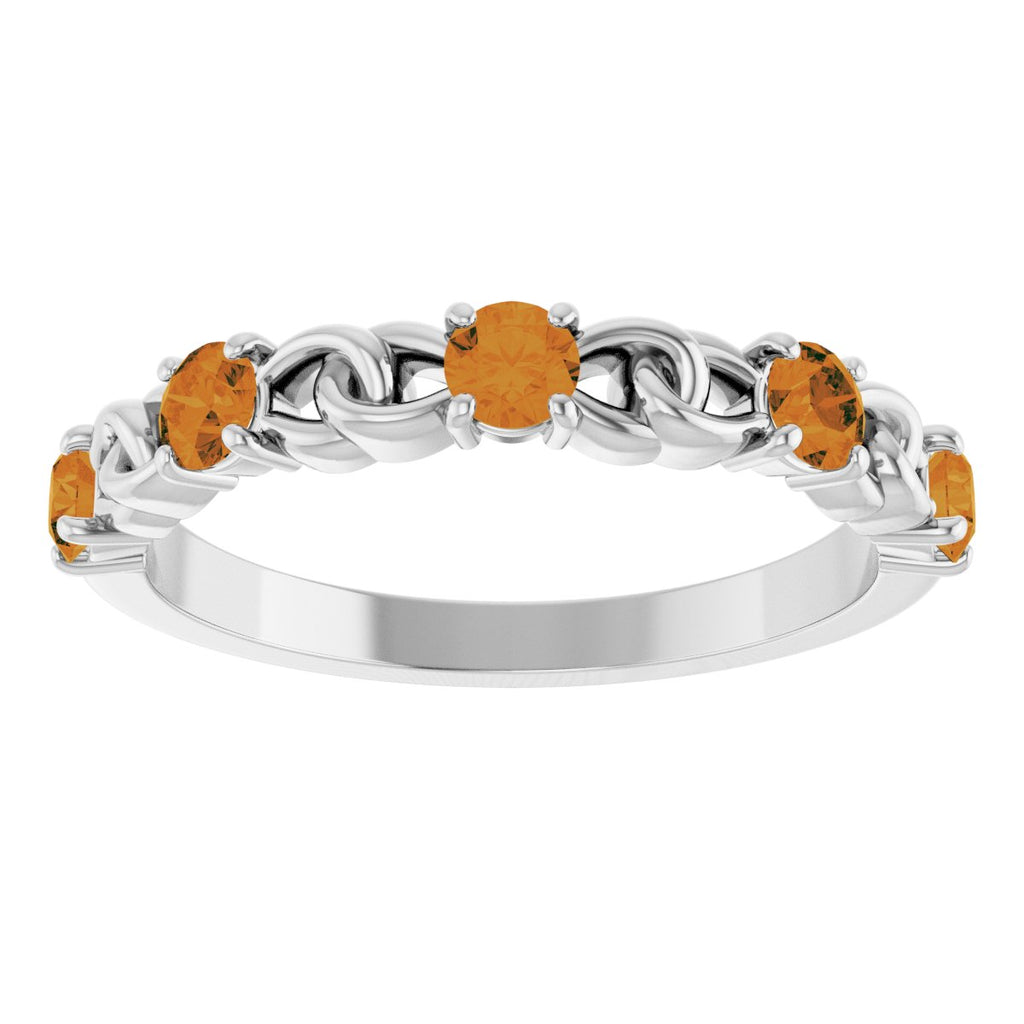 Natural Citrine Stackable Ring in 14k white gold