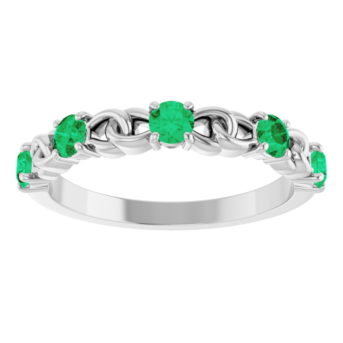 Natural Emerald Stackable Ring in 14k white gold