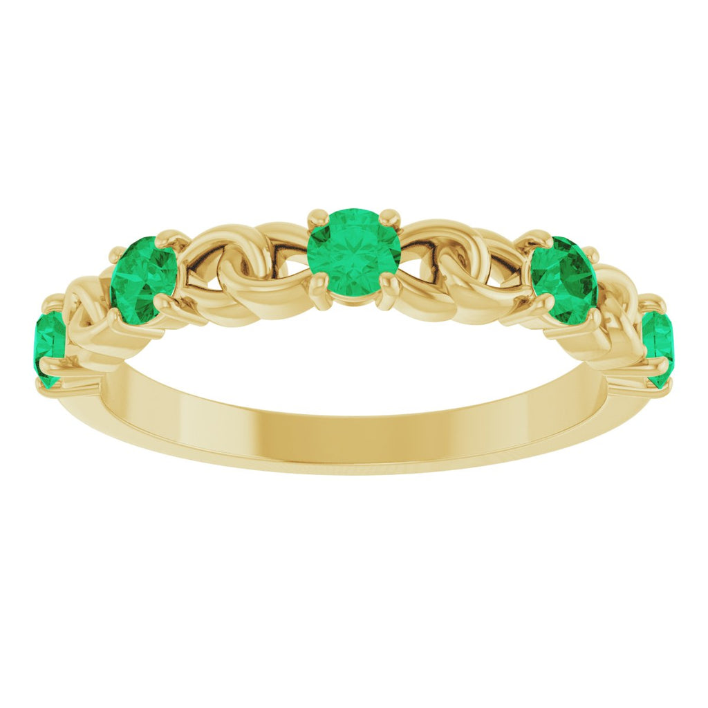 Natural Emerald Stackable Ring in 14k yellow gold