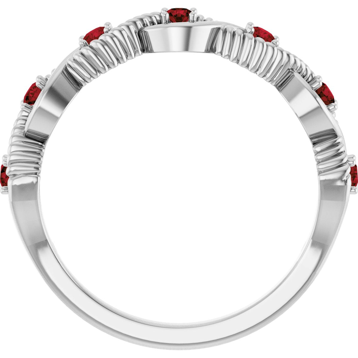 Natural Mozambique Garnet Stackable Ring in 14k white gold