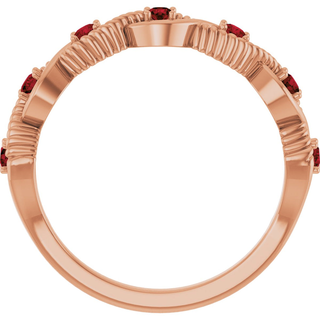 Natural Mozambique Garnet Stackable Ring in 14k rose gold