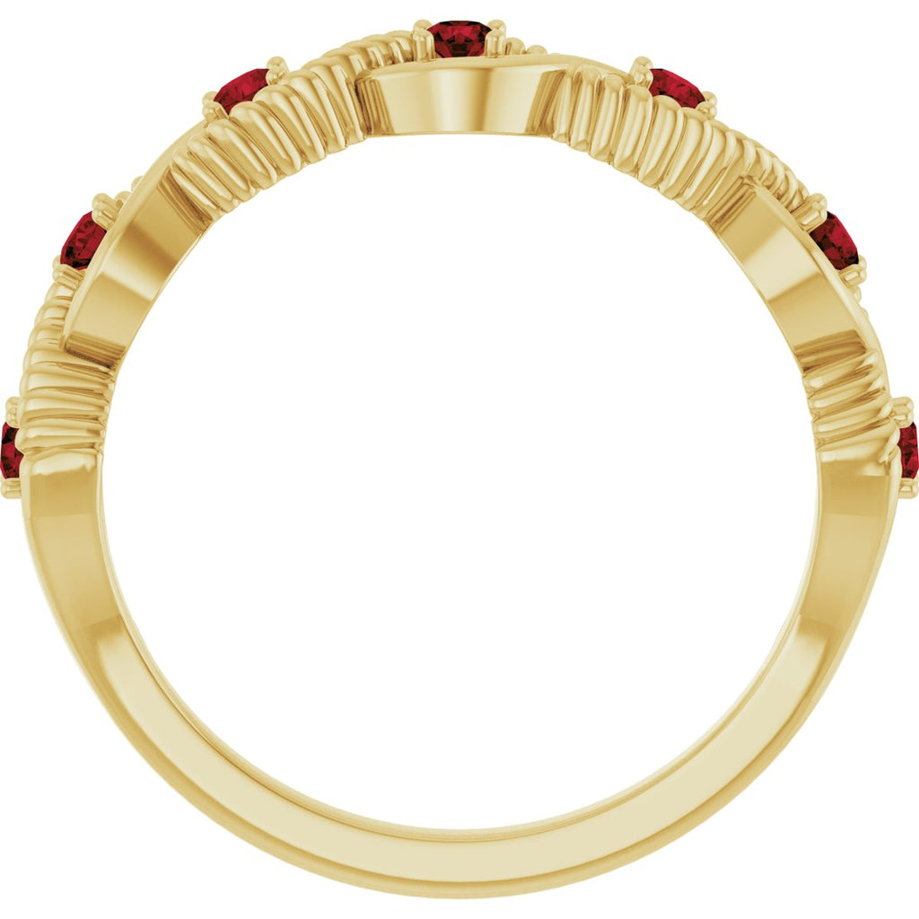 Natural Mozambique Garnet Stackable Ring in 14k yellow gold