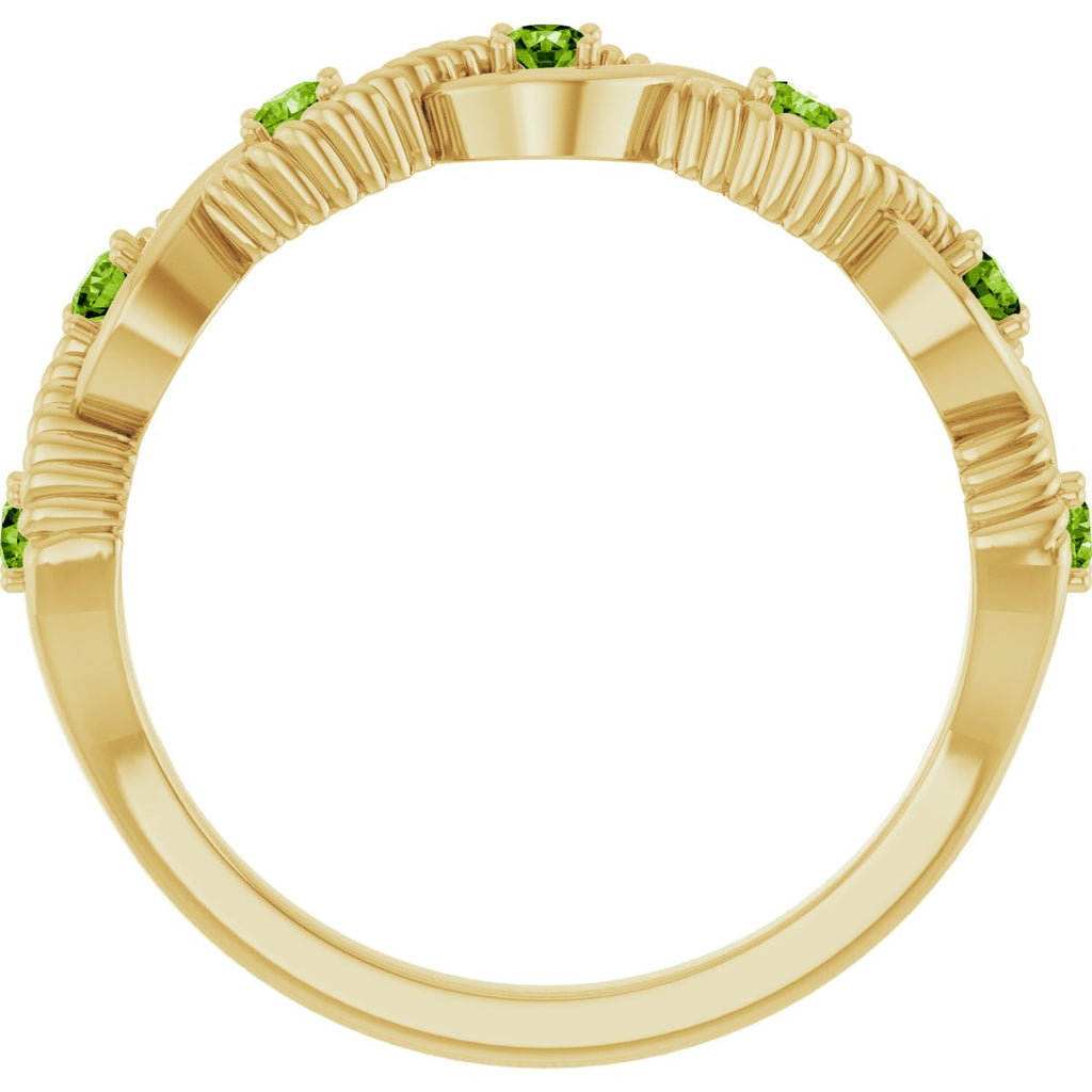 Natural Peridot Stackable Ring in 14k yellow gold