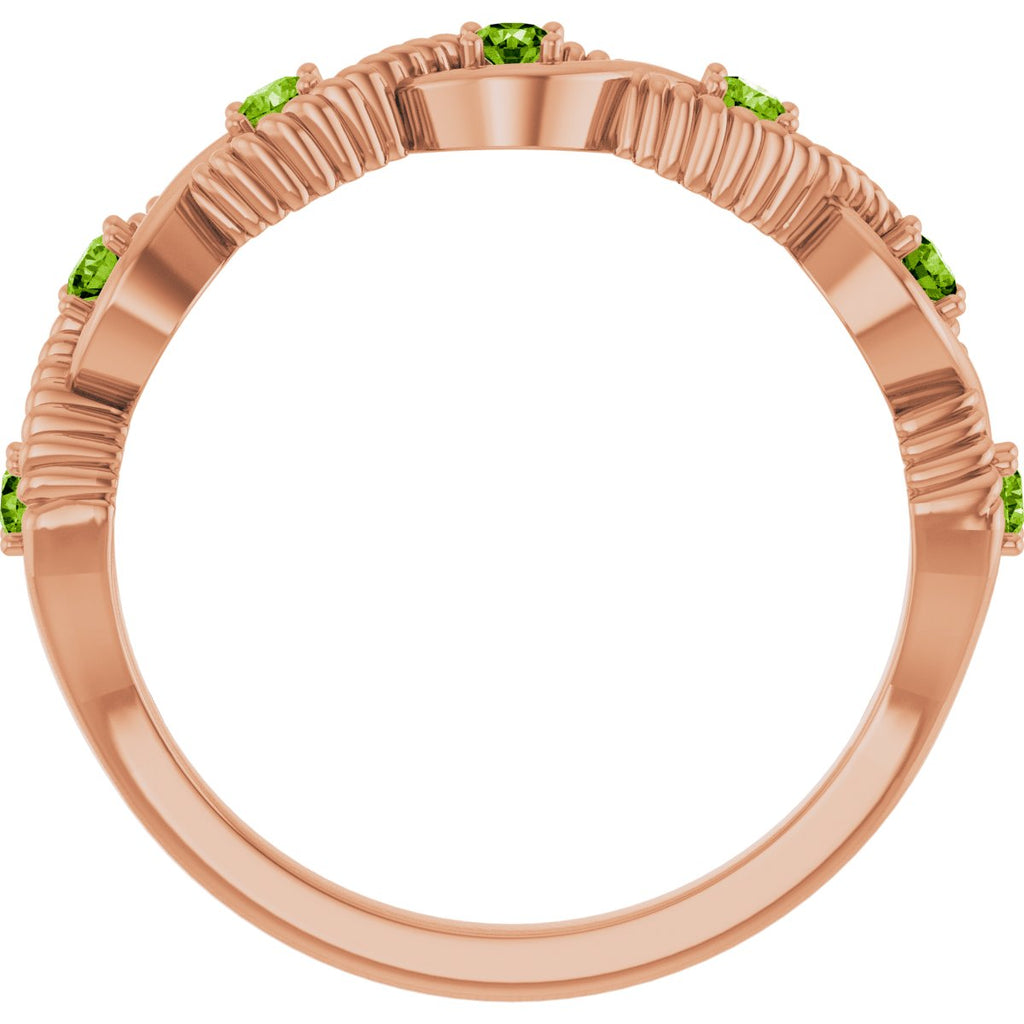 Natural Peridot Stackable Ring in 14k rose gold