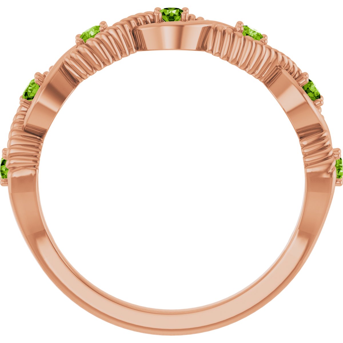 Natural Peridot Stackable Ring in 14k rose gold