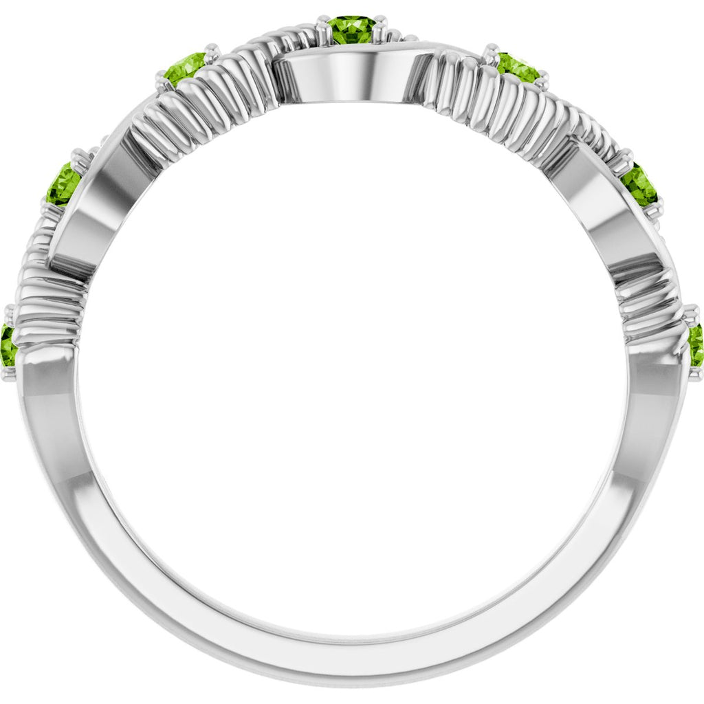 Natural Peridot Stackable Ring in 14k white gold