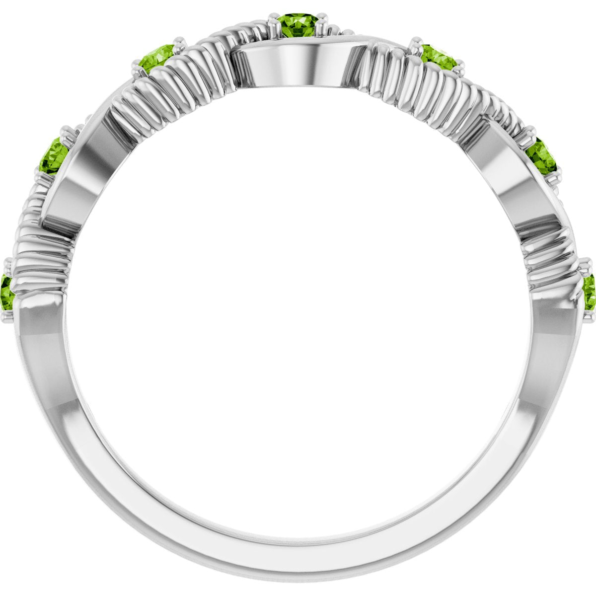 Natural Peridot Stackable Ring in 14k white gold