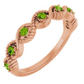 Natural Peridot Stackable Ring in 14k rose gold