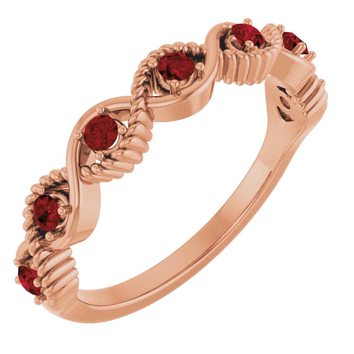 Natural Mozambique Garnet Stackable Ring in 14k rose gold