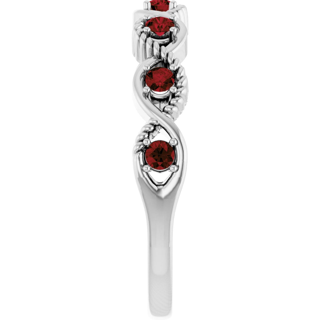 Natural Mozambique Garnet Stackable Ring in 14k white gold