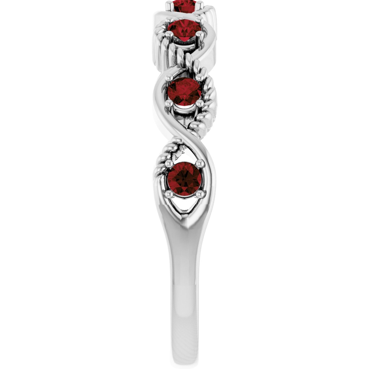 Natural Mozambique Garnet Stackable Ring in 14k white gold