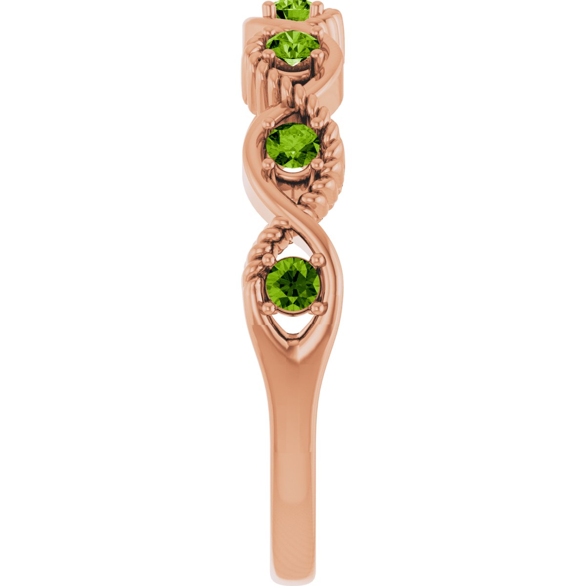 Natural Peridot Stackable Ring in 14k rose gold
