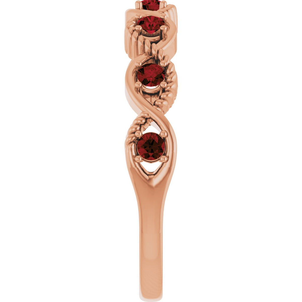 Natural Mozambique Garnet Stackable Ring in 14k rose gold
