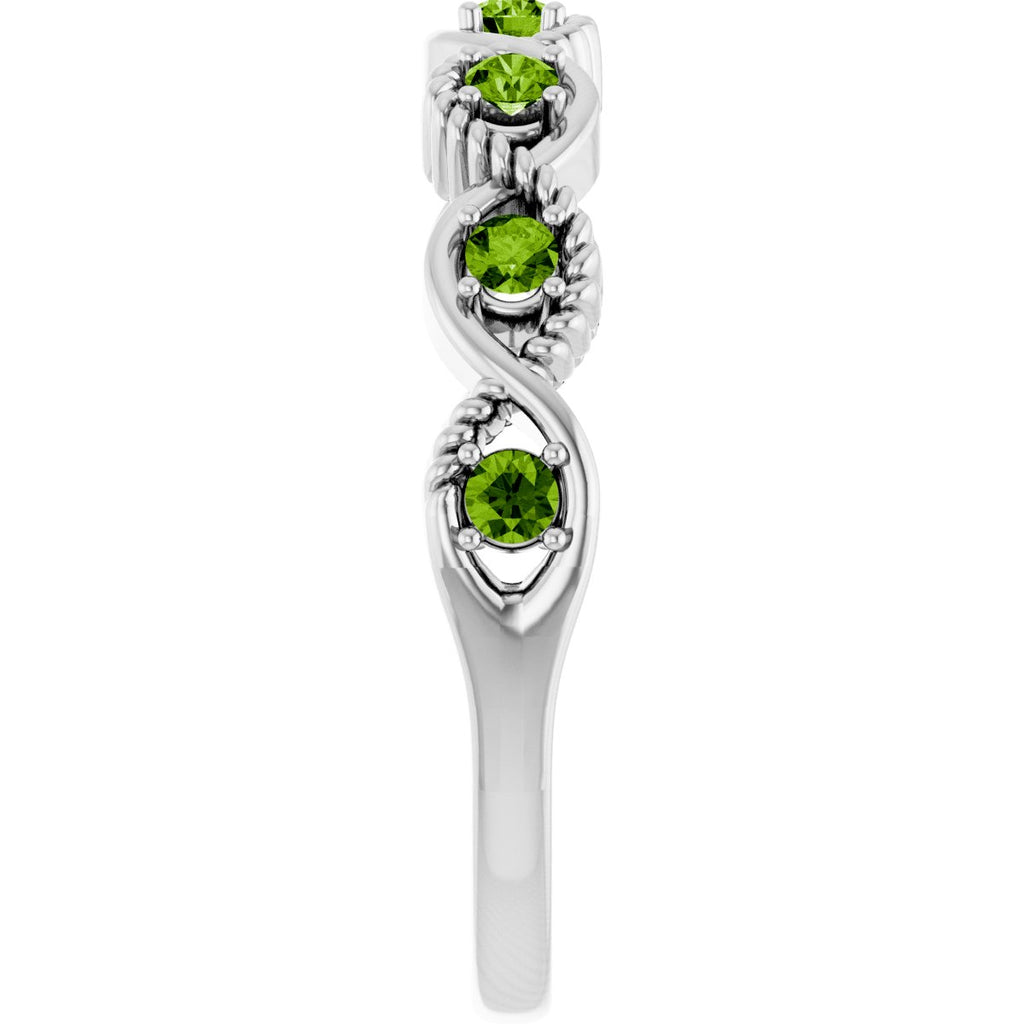 Natural Peridot Stackable Ring in 14k white gold