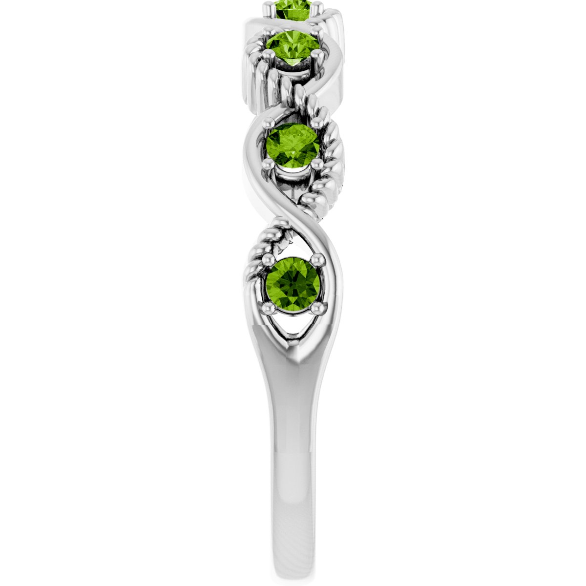 Natural Peridot Stackable Ring in 14k white gold