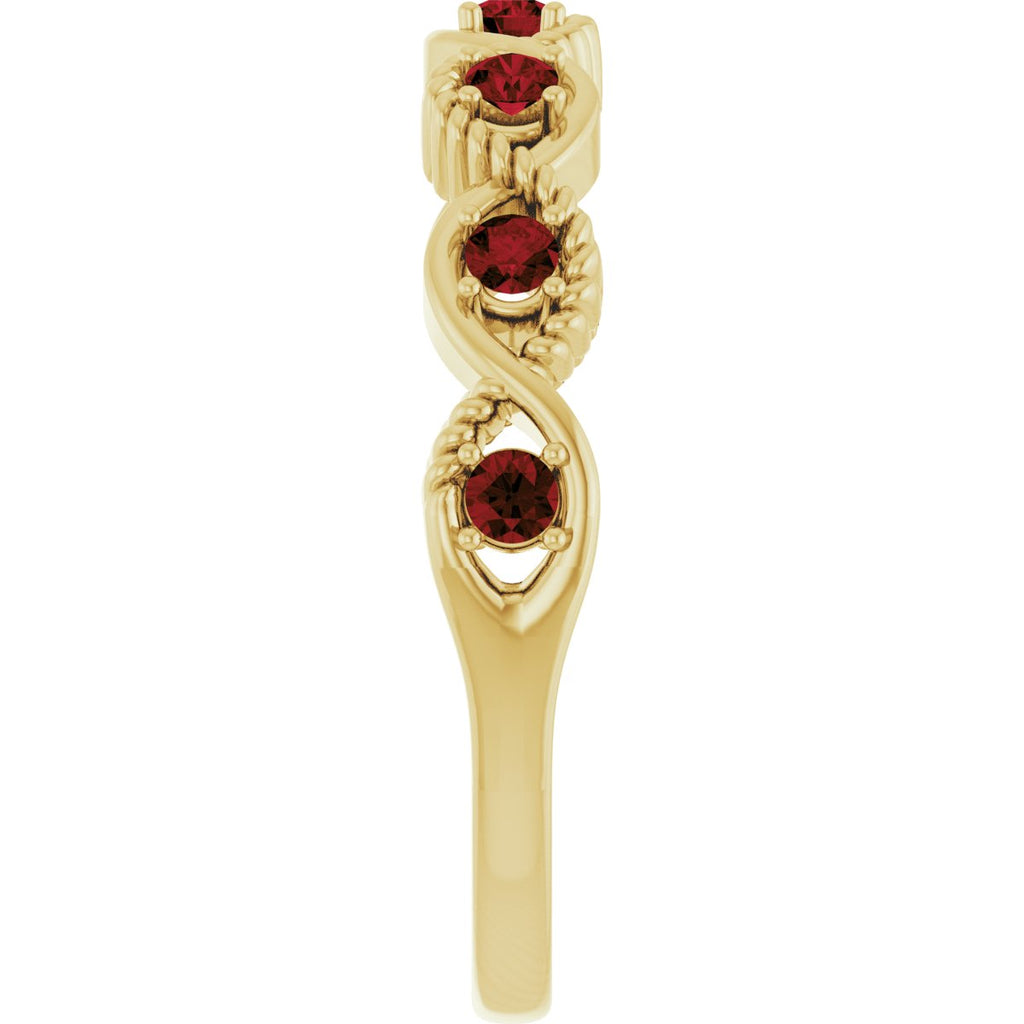 Natural Mozambique Garnet Stackable Ring in 14k yellow gold
