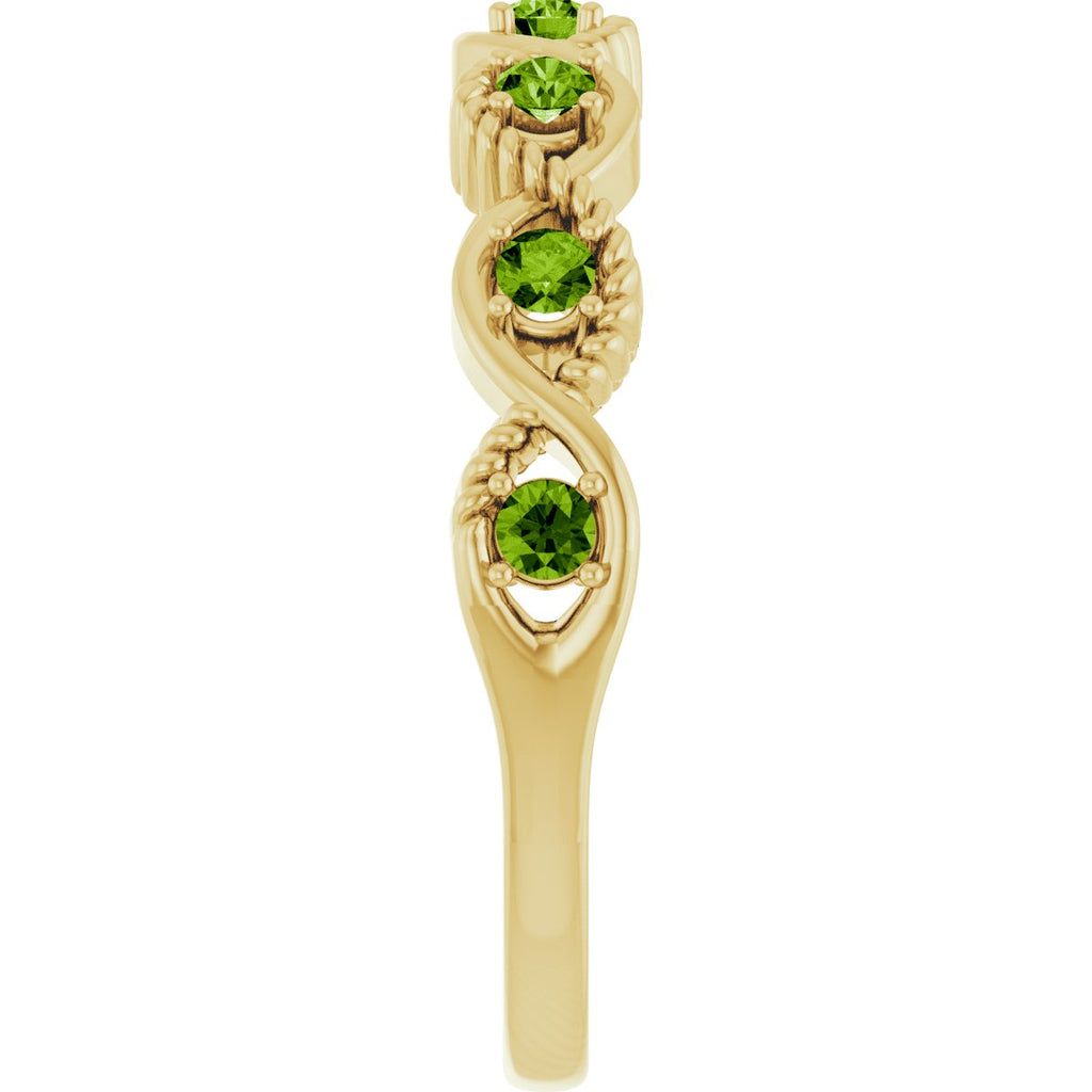 Natural Peridot Stackable Ring in 14k yellow gold