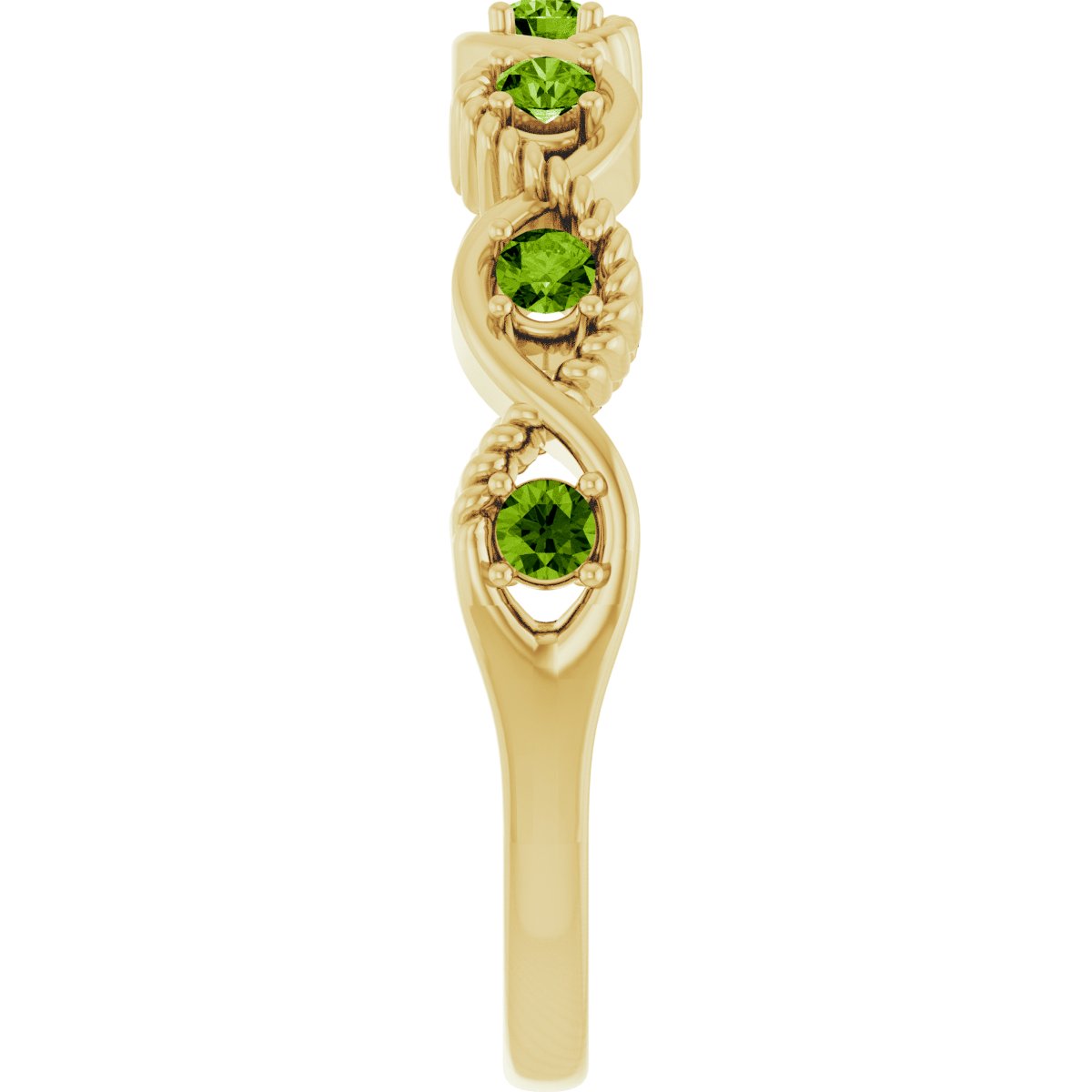 Natural Peridot Stackable Ring in 14k yellow gold