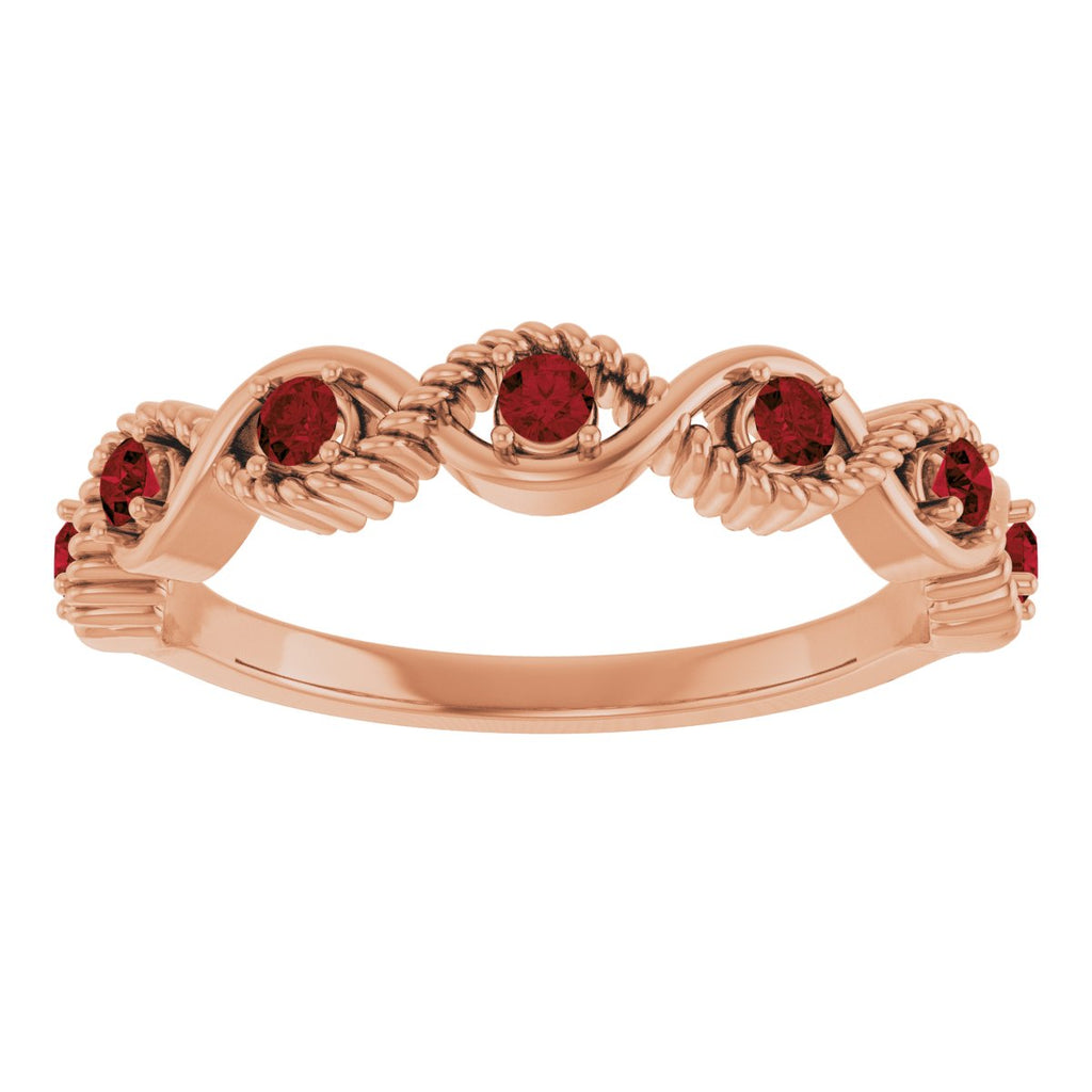 Natural Mozambique Garnet Stackable Ring in 14k rose gold