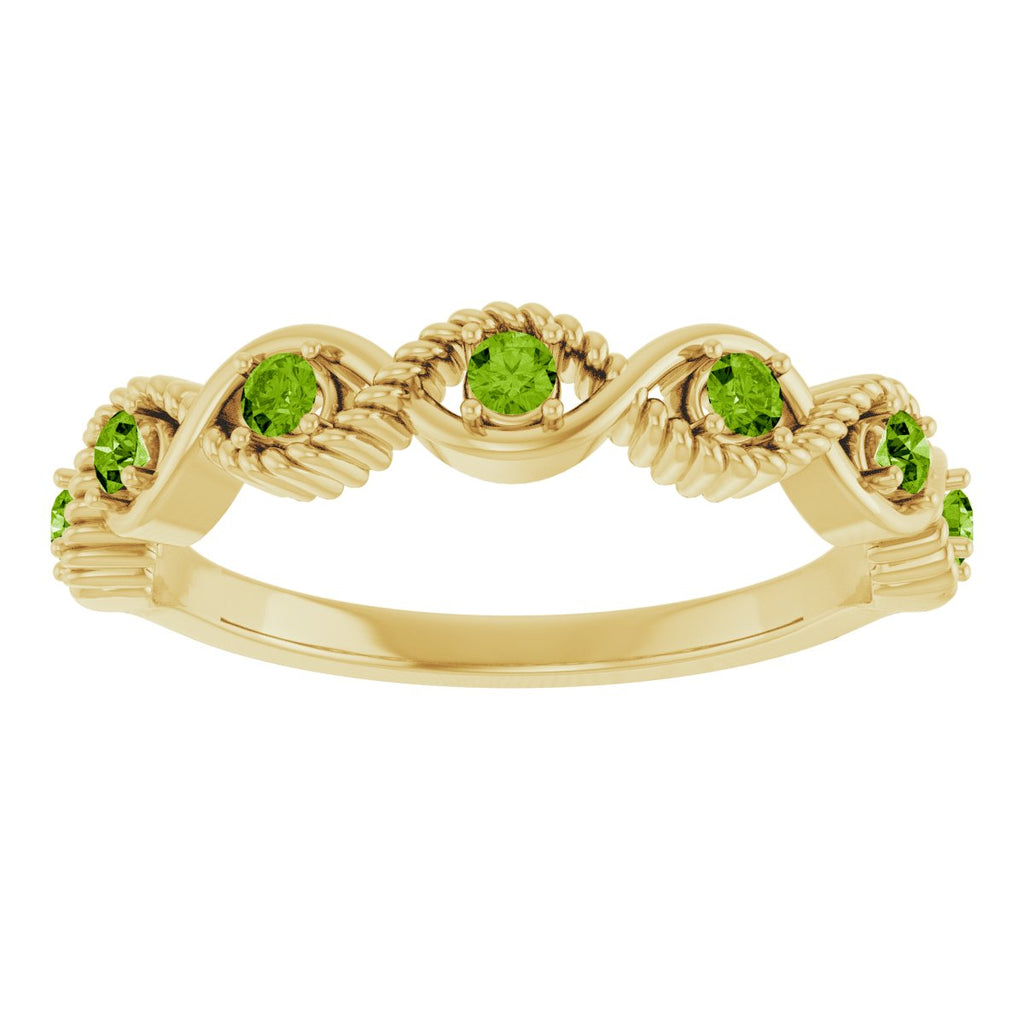 Natural Peridot Stackable Ring in 14k yellow gold